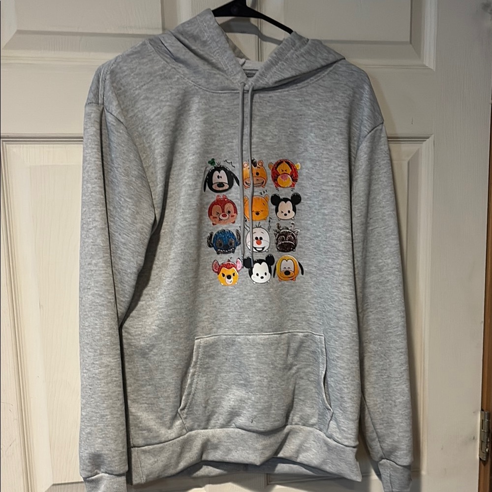 Gray Hoodie with Cartoon Characters